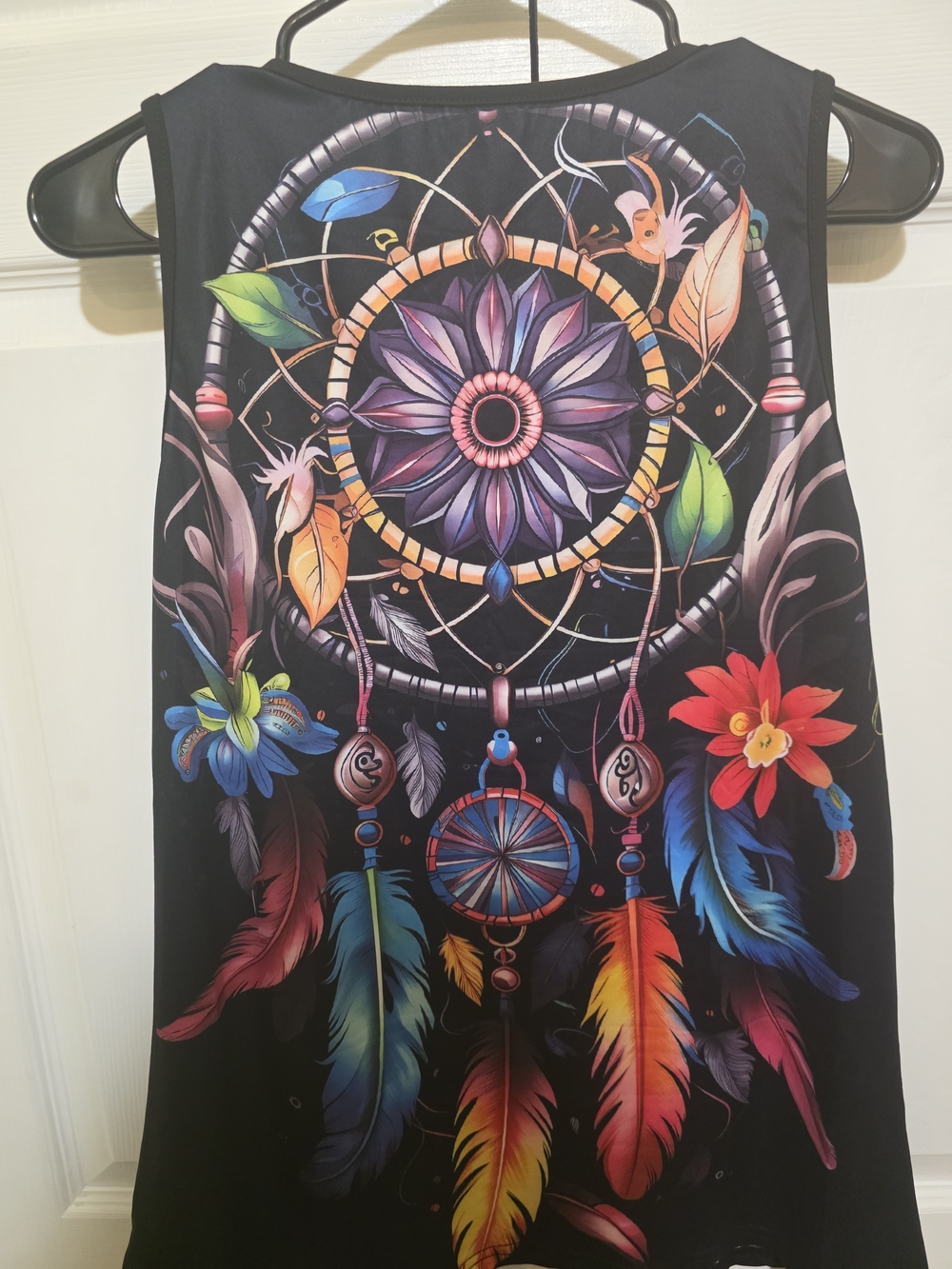 Colorful Dreamcatcher Wall Art - Black Background